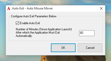 Auto Exit feature of Auto Mouse Mover to Stop Automatic Mouse Movements